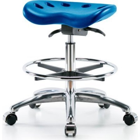 E COM InterionÂ Polyurethane Tractor Stool W/ Foot Ring and Seat Tilt - Blue w/ Chrome Base PTMBSO-CR-CF-CC-BLU